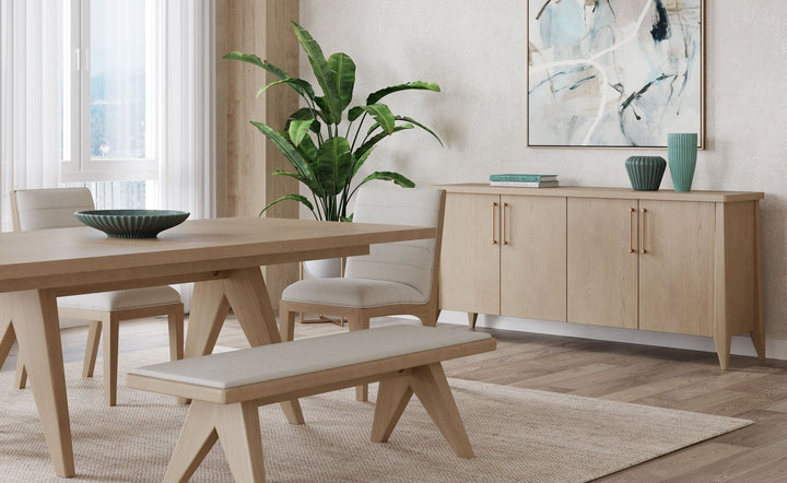Sumire Four Door Ash Wood Sideboard in Ginger Sideboard modern furniture Contempo Furniture