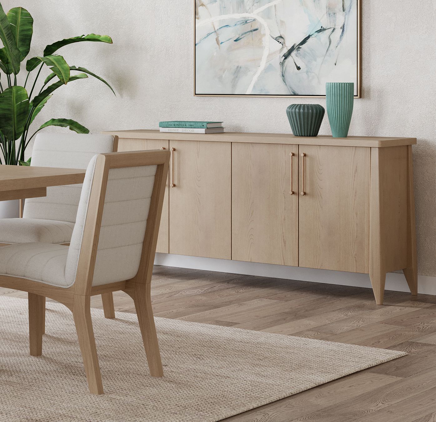 Sumire Four Door Ash Wood Sideboard in Ginger