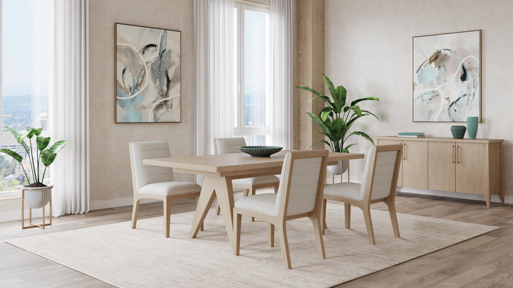 Sumire Solid Wood Dining Chair in Ginger and Natural Linen (Set of 2) Chair modern furniture Contempo Furniture