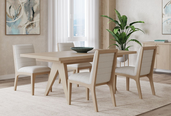 Sumire Solid Wood Dining Chair in Ginger and Natural Linen (Set of 2) Chair modern furniture Contempo Furniture