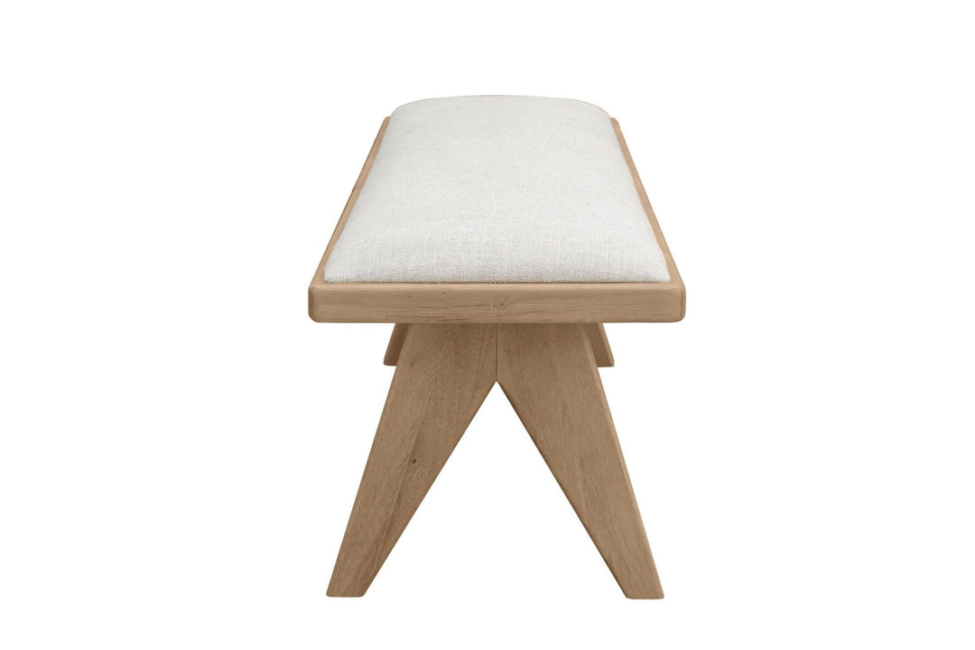Sumire Upholstered Bench in Ginger and Natural Linen Benches modern furniture Contempo Furniture
