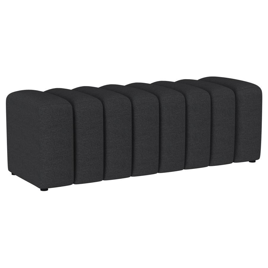 Summer - Fabric Upholstered Tufted Accent Bench - Charcoal Upholstered Bench modern furniture Contempo Furniture