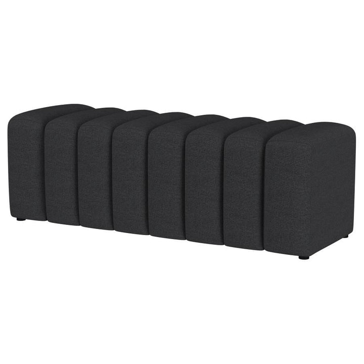 Summer - Fabric Upholstered Tufted Accent Bench - Charcoal Upholstered Bench modern furniture Contempo Furniture