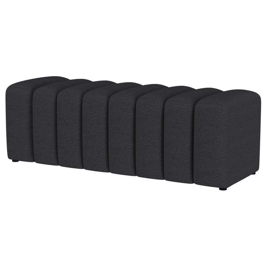 Summer - Fabric Upholstered Tufted Accent Bench - Charcoal Upholstered Bench modern furniture Contempo Furniture