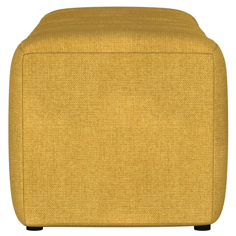 Summer - Fabric Upholstered Tufted Accent Bench - Mustard Yellow Upholstered Bench modern furniture Contempo Furniture
