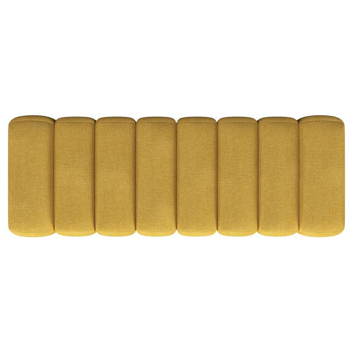 Summer - Fabric Upholstered Tufted Accent Bench - Mustard Yellow Upholstered Bench modern furniture Contempo Furniture