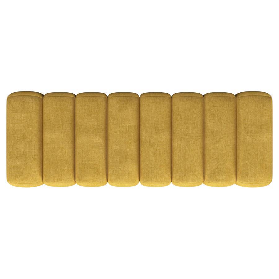 Summer - Fabric Upholstered Tufted Accent Bench - Mustard Yellow Upholstered Bench modern furniture Contempo Furniture