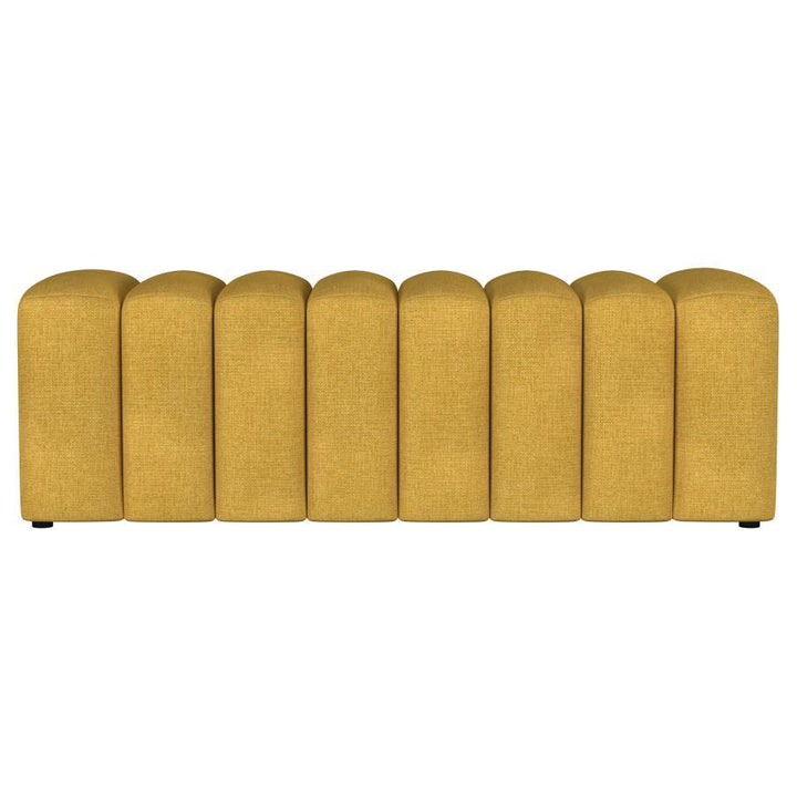 Summer - Fabric Upholstered Tufted Accent Bench - Mustard Yellow Upholstered Bench modern furniture Contempo Furniture