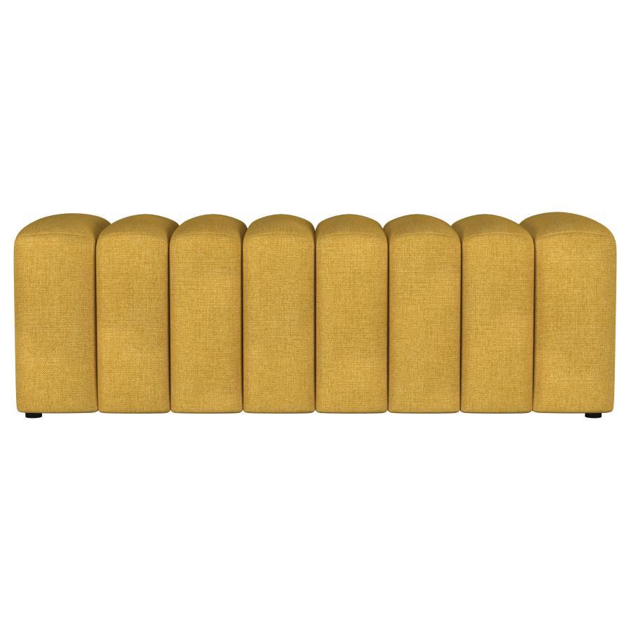 Summer - Fabric Upholstered Tufted Accent Bench - Mustard Yellow Upholstered Bench modern furniture Contempo Furniture