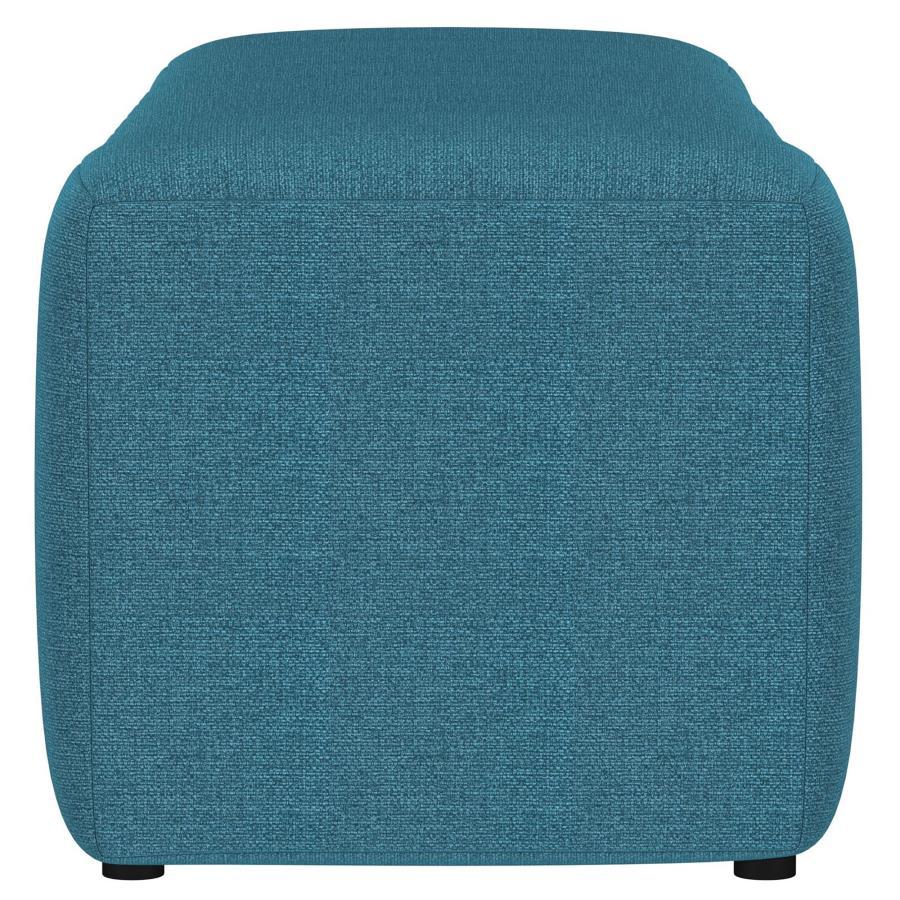 Summer - Fabric Upholstered Tufted Accent Bench - Peacock Blue Upholstered Bench modern furniture Contempo Furniture