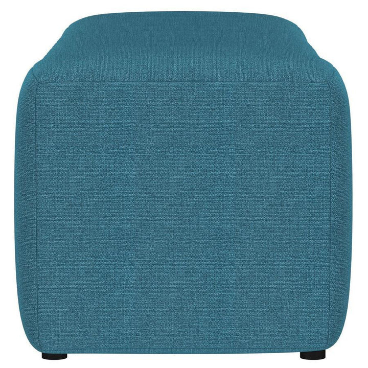 Summer - Fabric Upholstered Tufted Accent Bench - Peacock Blue Upholstered Bench modern furniture Contempo Furniture