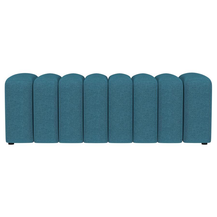 Summer - Fabric Upholstered Tufted Accent Bench - Peacock Blue Upholstered Bench modern furniture Contempo Furniture