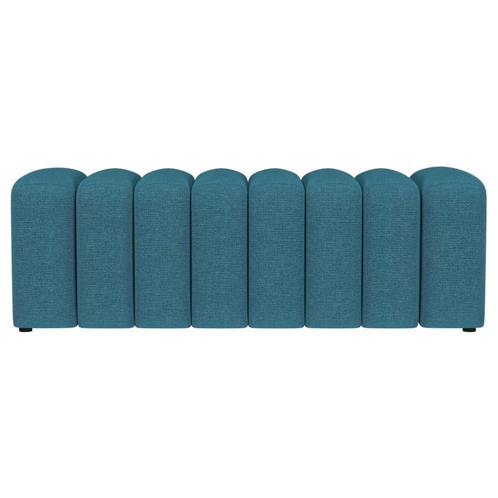 Summer - Fabric Upholstered Tufted Accent Bench - Peacock Blue Upholstered Bench modern furniture Contempo Furniture