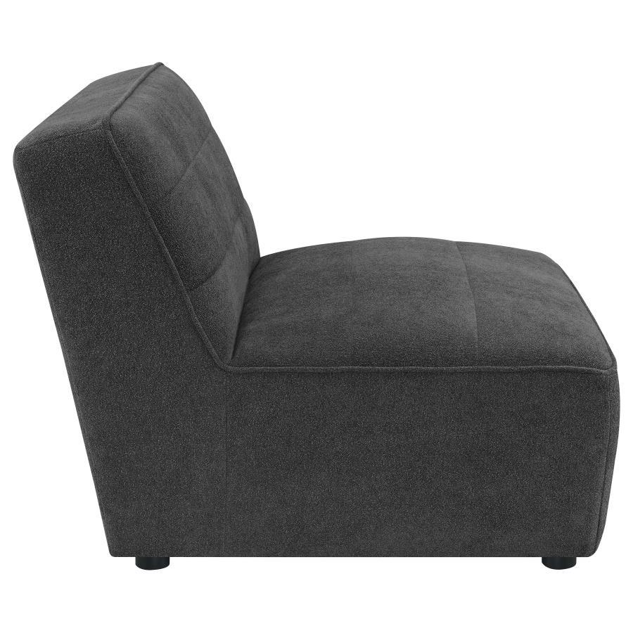Sunny - Upholstered Armless Chair - Dark Charcoal Stationary Chair modern furniture Contempo Furniture