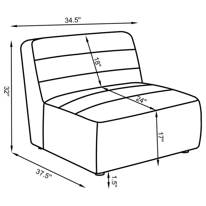 Sunny - Upholstered Armless Chair - Dark Charcoal Stationary Chair modern furniture Contempo Furniture