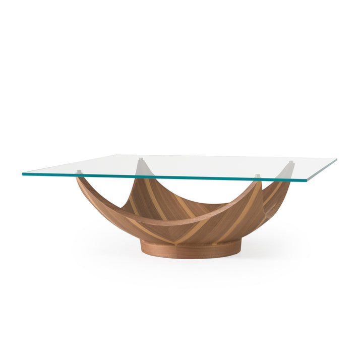 Sunrise - Contemporary Glass + Walnut Square Coffee Table