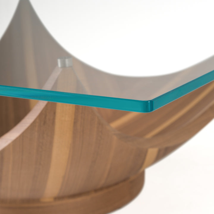 Sunrise - Contemporary Glass + Walnut Square Coffee Table