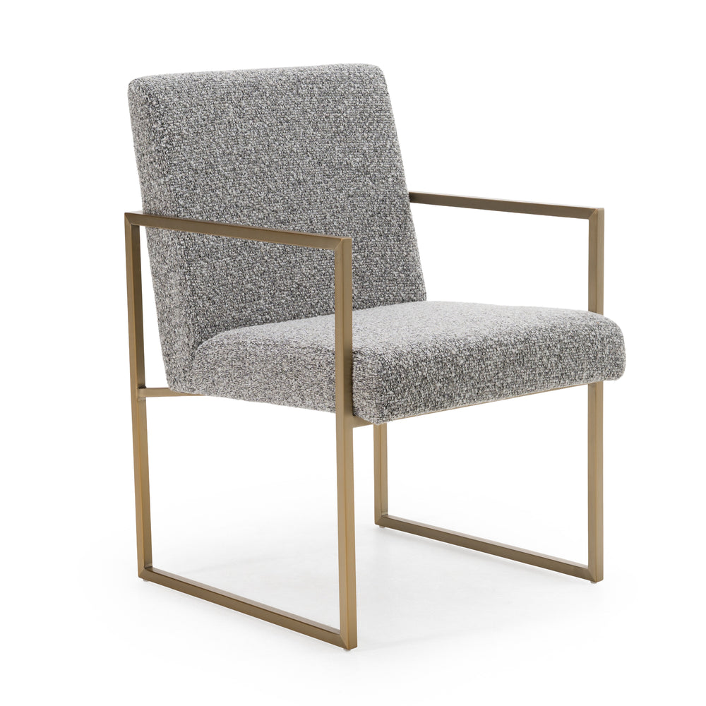 Suzanne - Modern Grey Fabric + Antique Brass Dining Chair