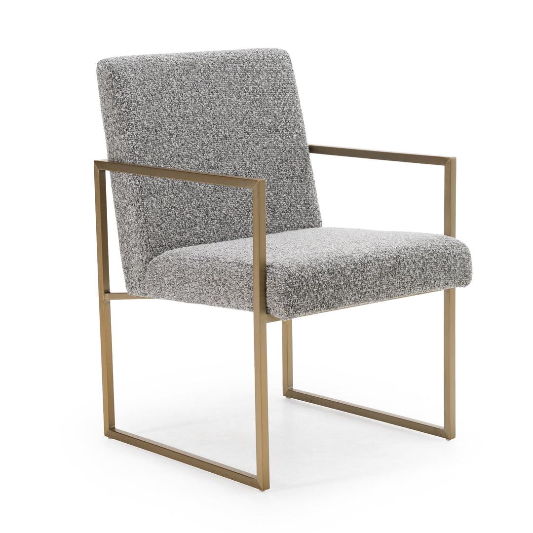 Suzanne  Modern Grey Fabric + Antique Brass Dining Chair