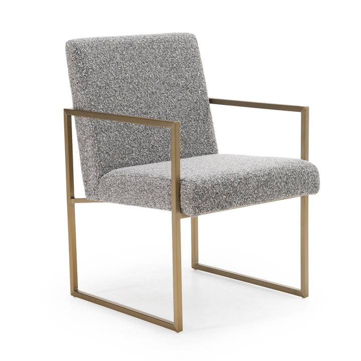 Suzanne  Modern Grey Fabric + Antique Brass Dining Chair