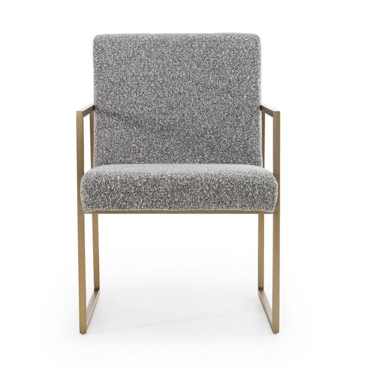 Suzanne - Modern Grey Fabric + Antique Brass Dining Chair