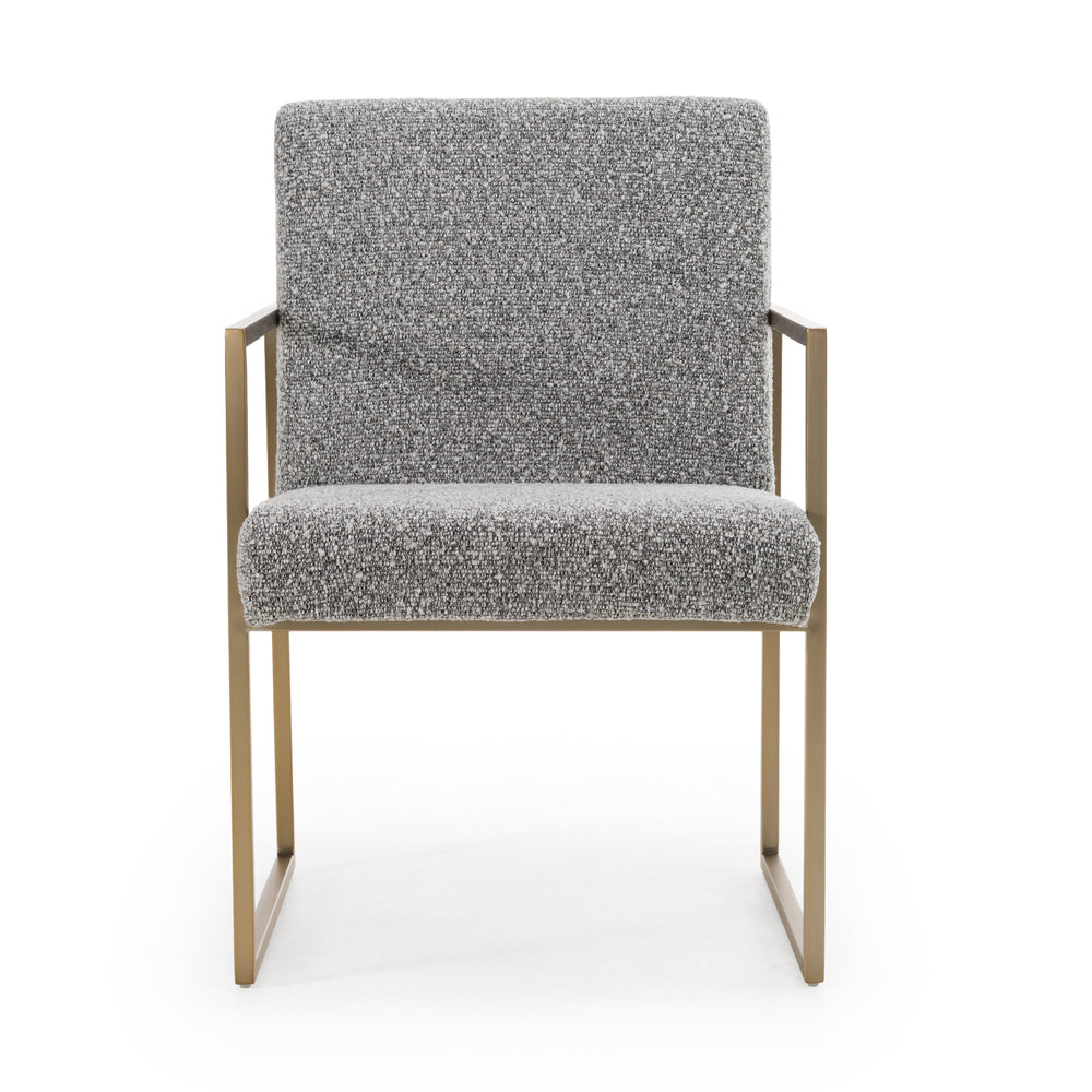 Suzanne - Modern Grey Fabric + Antique Brass Dining Chair - View 2