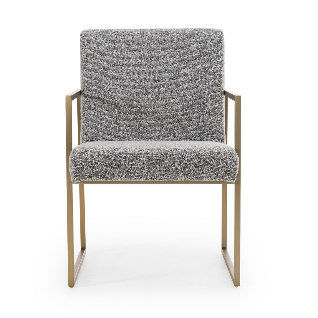 Suzanne  Modern Grey Fabric + Antique Brass Dining Chair
