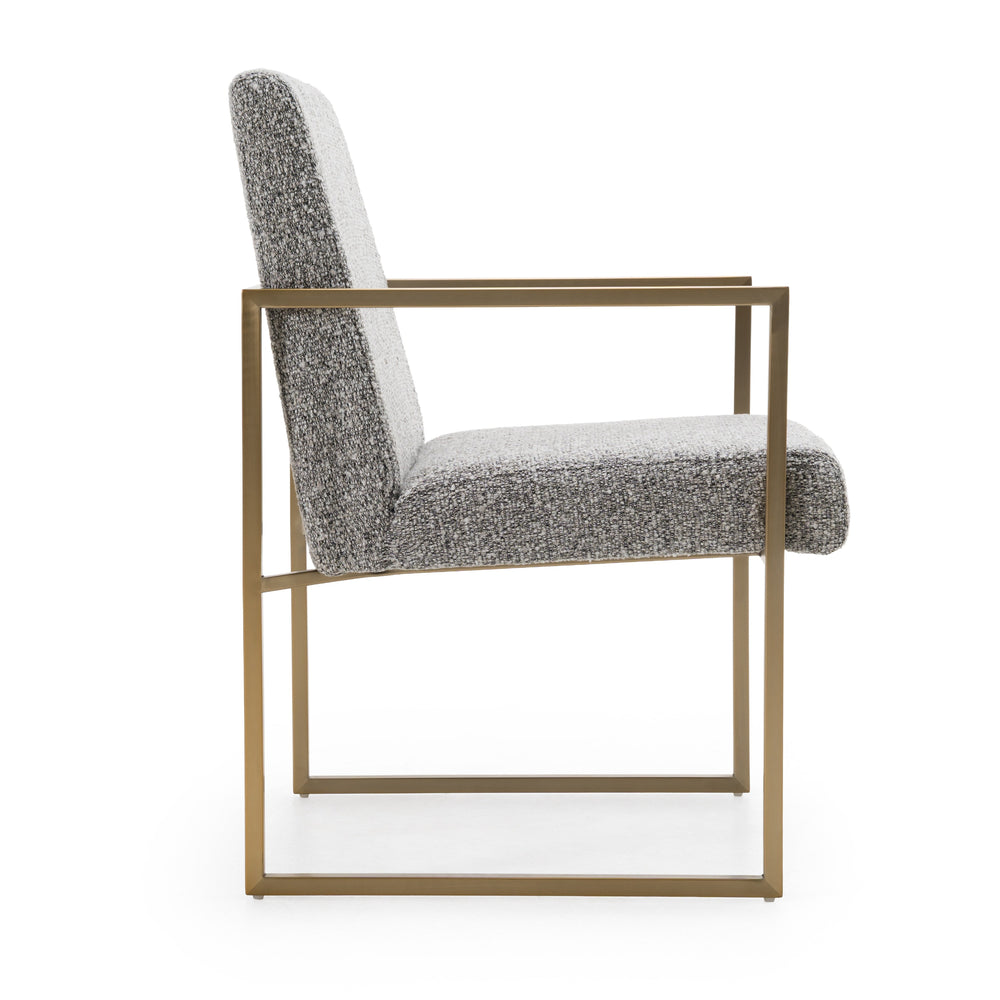 Suzanne - Modern Grey Fabric + Antique Brass Dining Chair - View 3