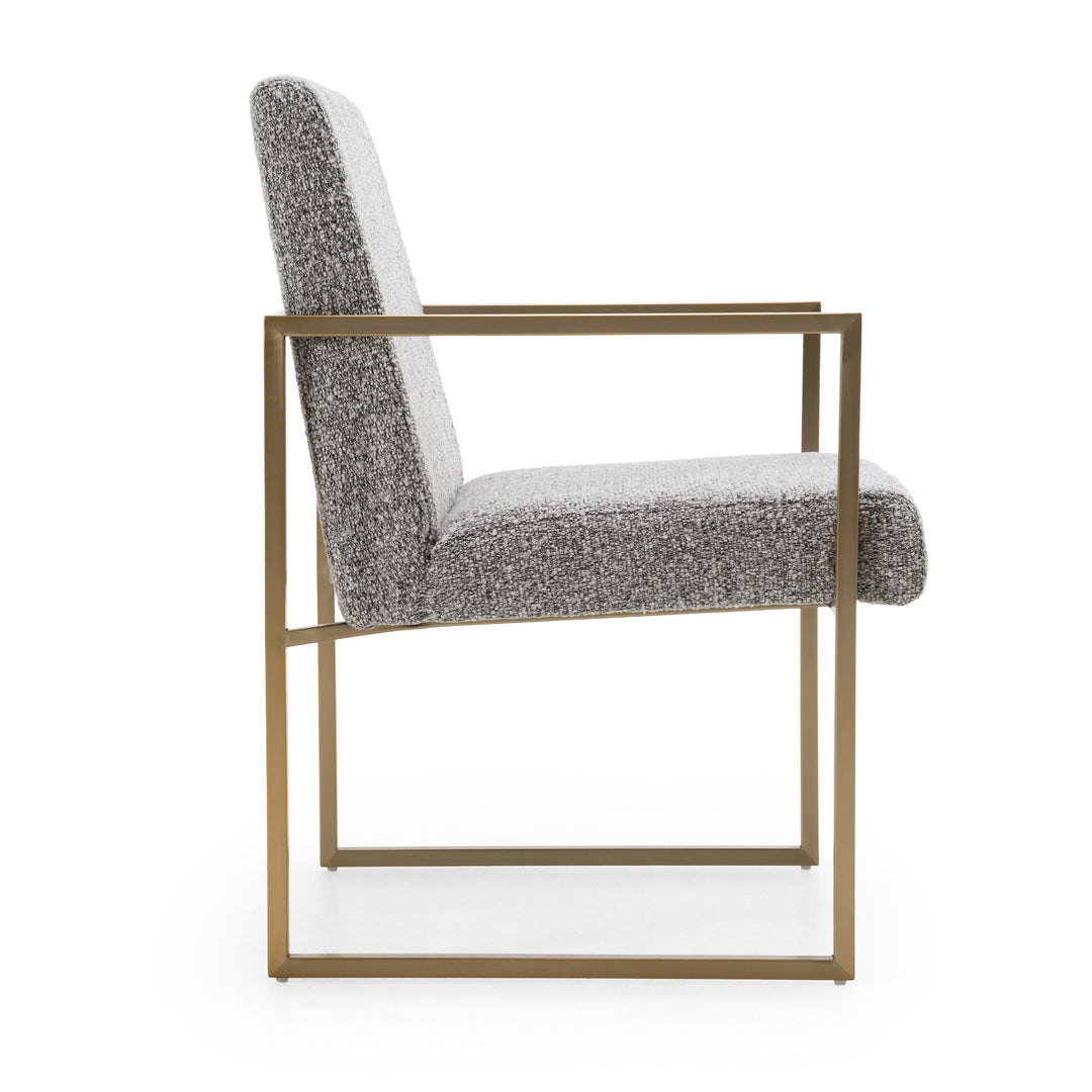 Suzanne  Modern Grey Fabric + Antique Brass Dining Chair