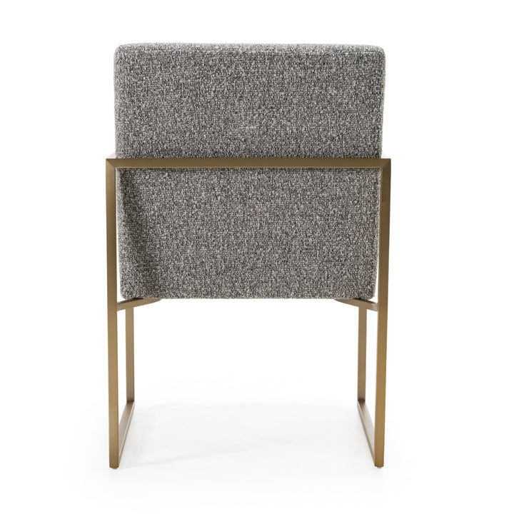 Suzanne  Modern Grey Fabric + Antique Brass Dining Chair