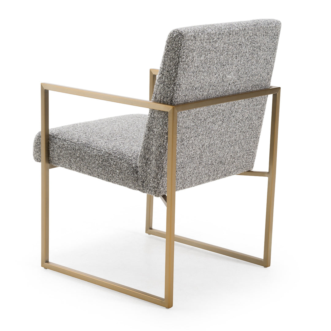 Suzanne  Modern Grey Fabric + Antique Brass Dining Chair