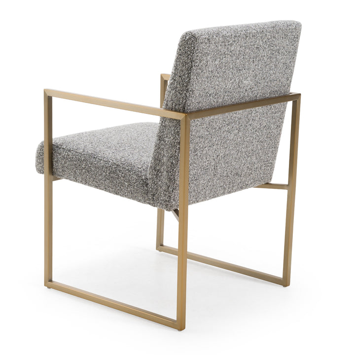Suzanne  Modern Grey Fabric + Antique Brass Dining Chair