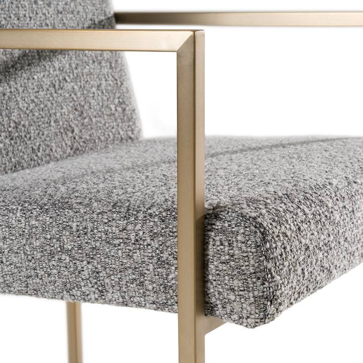 Suzanne  Modern Grey Fabric + Antique Brass Dining Chair