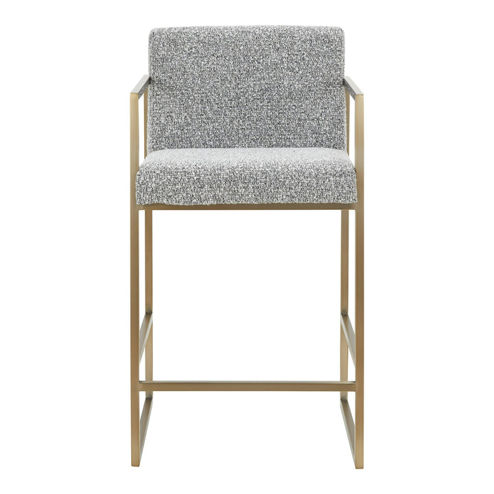 Suzanne - Modern Grey Fabric + Antique Brass Counter Chair