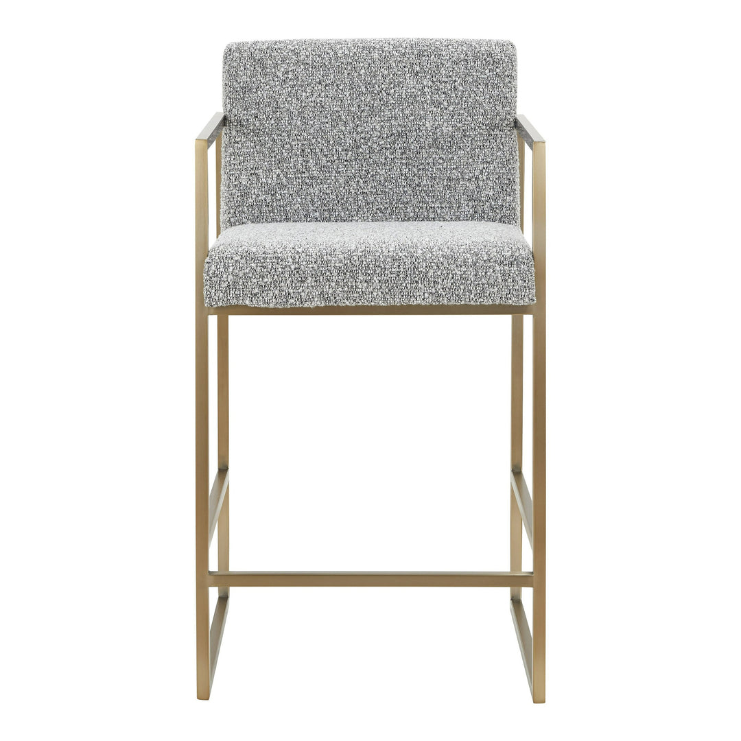 Suzanne - Modern Grey Fabric + Antique Brass Counter Chair