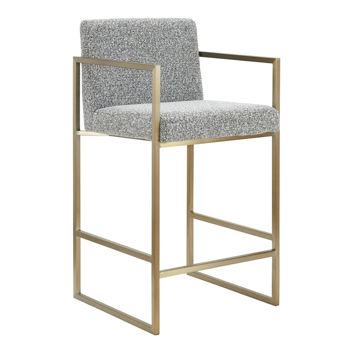 Suzanne - Modern Grey Fabric + Antique Brass Counter Chair