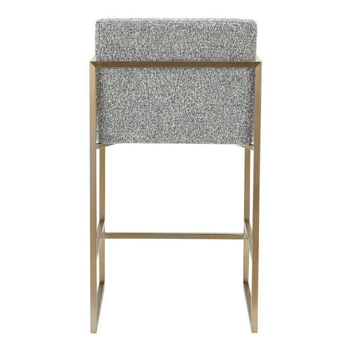 Suzanne - Modern Grey Fabric + Antique Brass Counter Chair