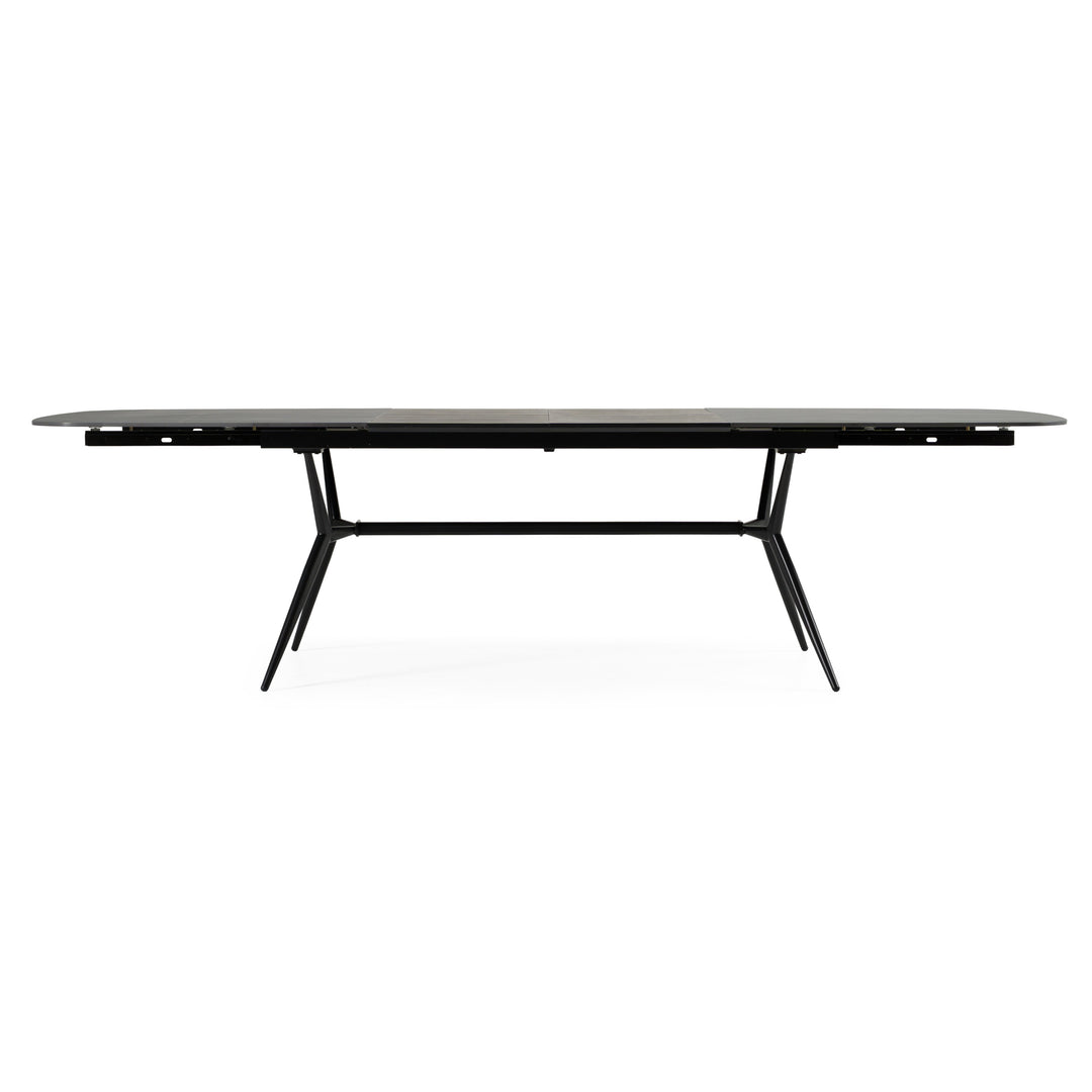 Suzie  Modern Ceramic + Black Ash Extendable Dining Table