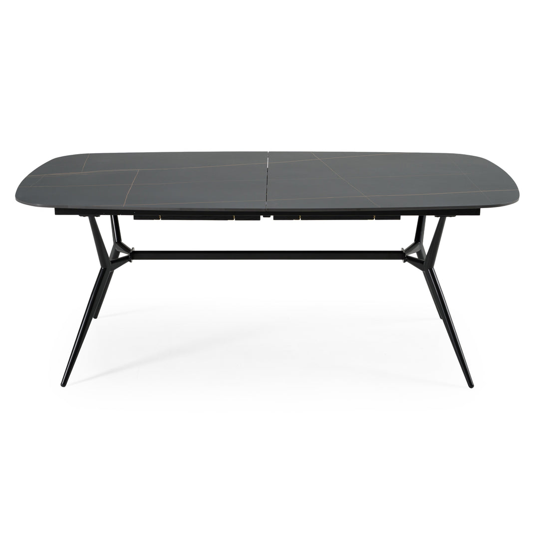 Suzie  Modern Ceramic + Black Ash Extendable Dining Table