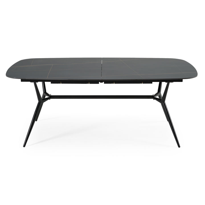 Suzie  Modern Ceramic + Black Ash Extendable Dining Table