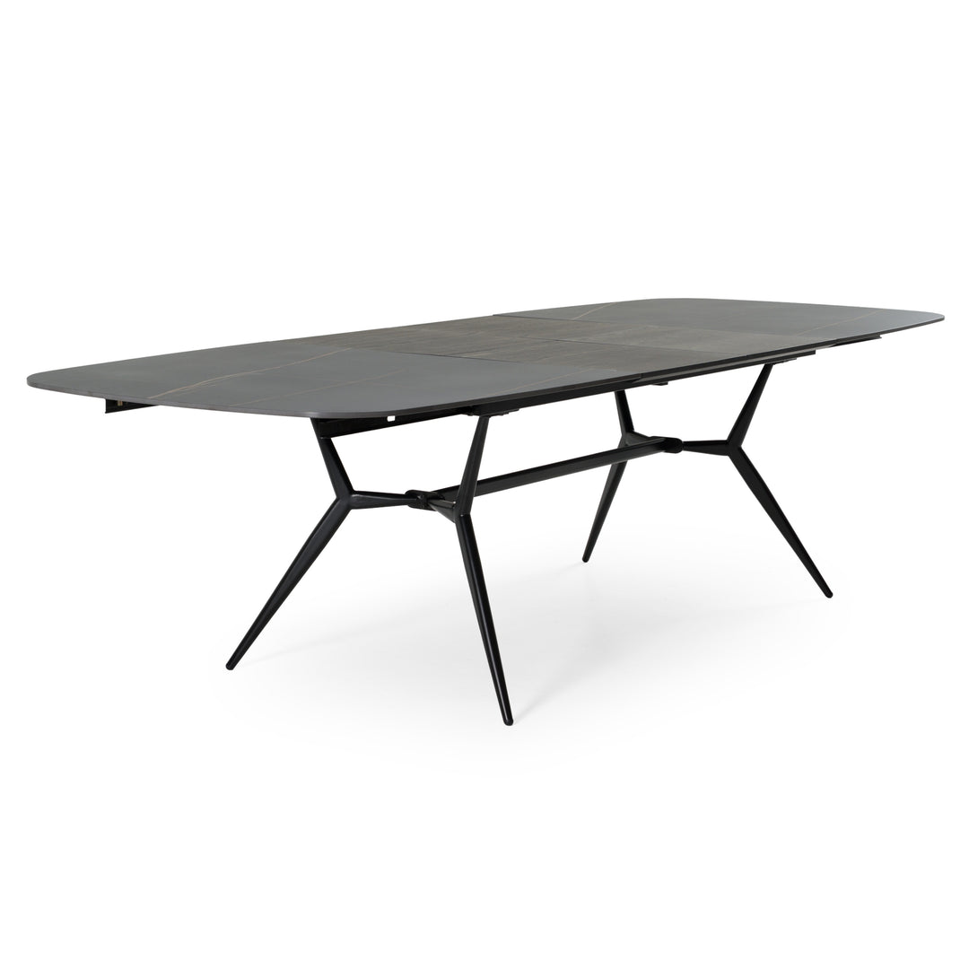 Suzie  Modern Ceramic + Black Ash Extendable Dining Table