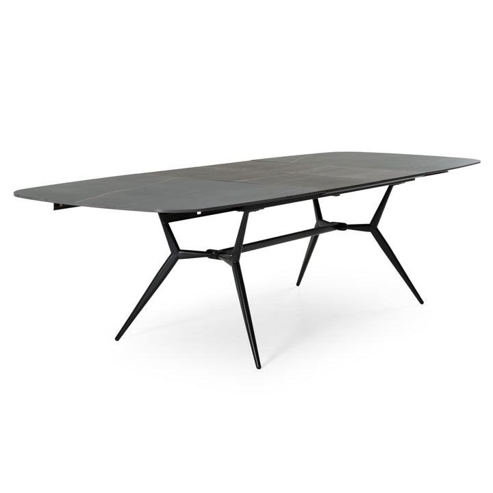Suzie  Modern Ceramic + Black Ash Extendable Dining Table