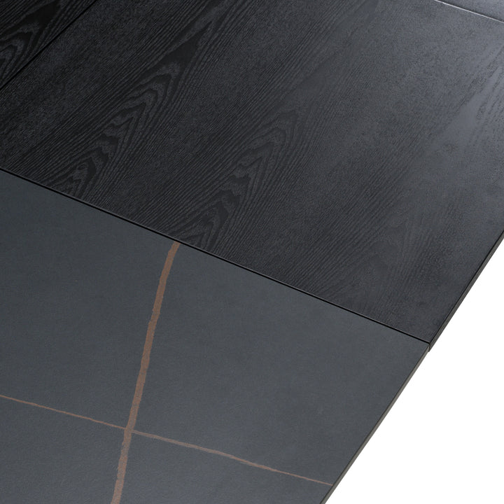 Suzie  Modern Ceramic + Black Ash Extendable Dining Table
