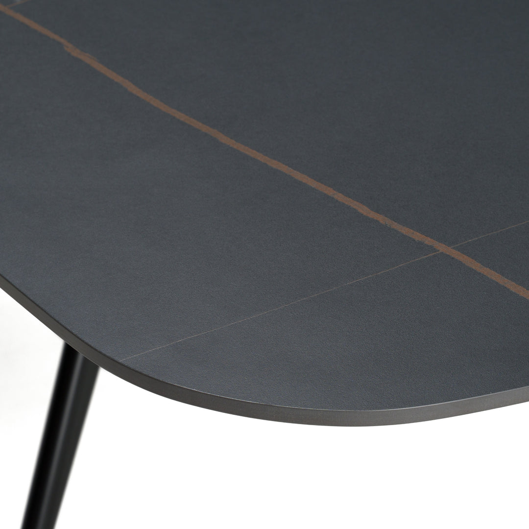 Suzie  Modern Ceramic + Black Ash Extendable Dining Table