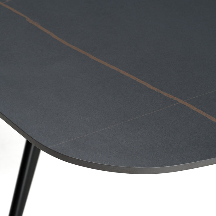 Suzie  Modern Ceramic + Black Ash Extendable Dining Table