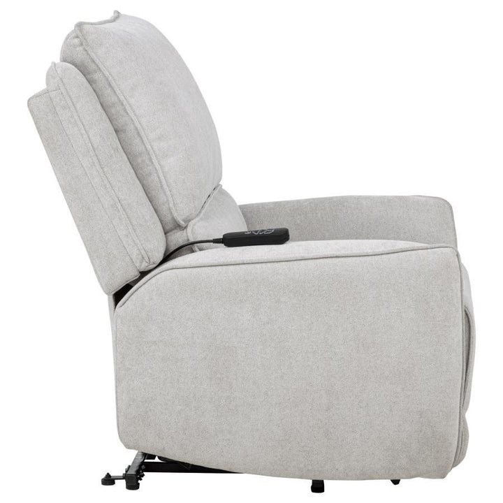 Sylmar - Chenille Upholstered Dual Power Lift Recliner - Dove Gray Lift Chair modern furniture Contempo Furniture