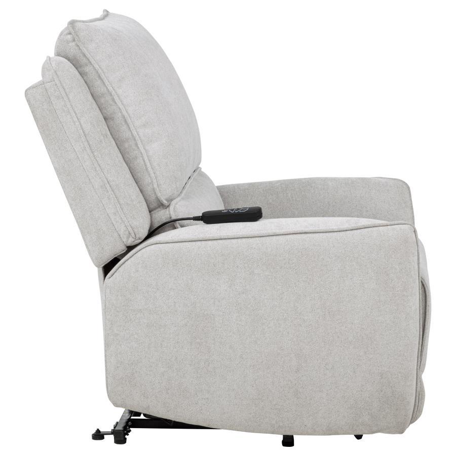 Sylmar - Chenille Upholstered Dual Power Lift Recliner - Dove Gray Lift Chair modern furniture Contempo Furniture