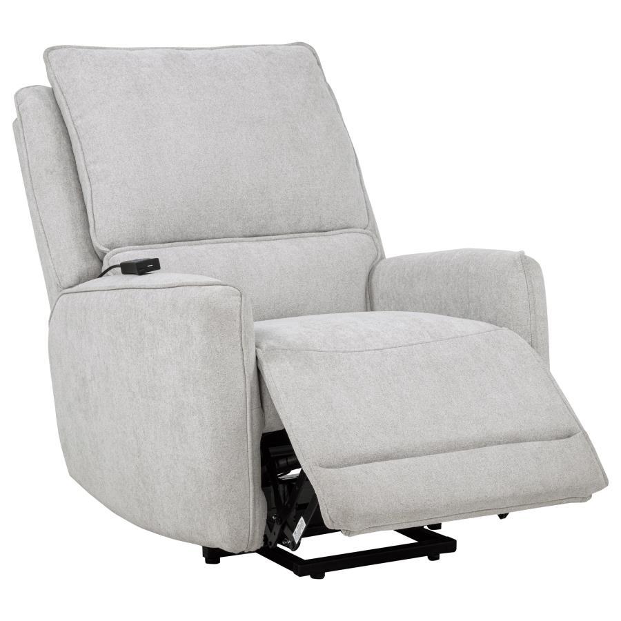 Sylmar - Chenille Upholstered Dual Power Lift Recliner - Dove Gray Lift Chair modern furniture Contempo Furniture