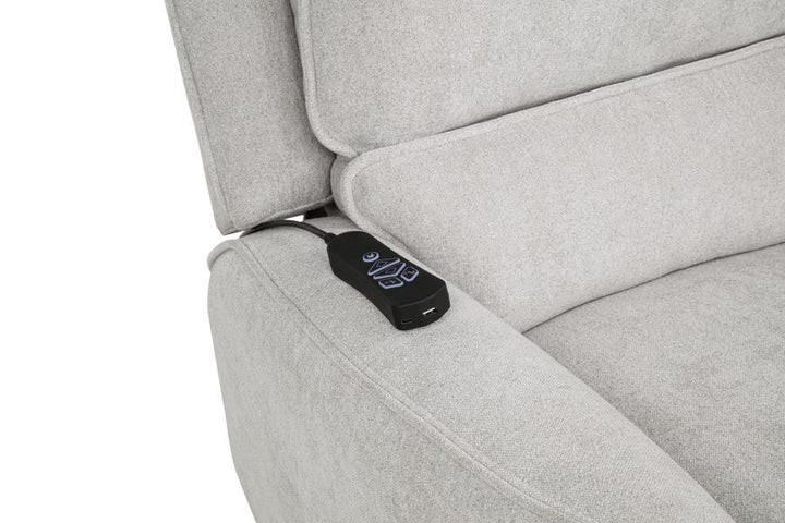 Sylmar - Chenille Upholstered Dual Power Lift Recliner - Dove Gray Lift Chair modern furniture Contempo Furniture
