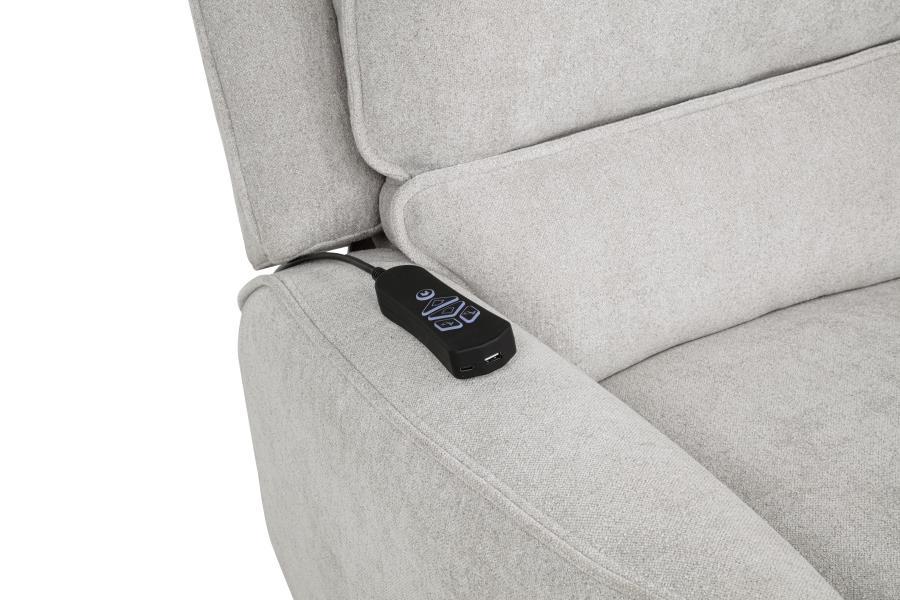 Sylmar - Chenille Upholstered Dual Power Lift Recliner - Dove Gray Lift Chair modern furniture Contempo Furniture